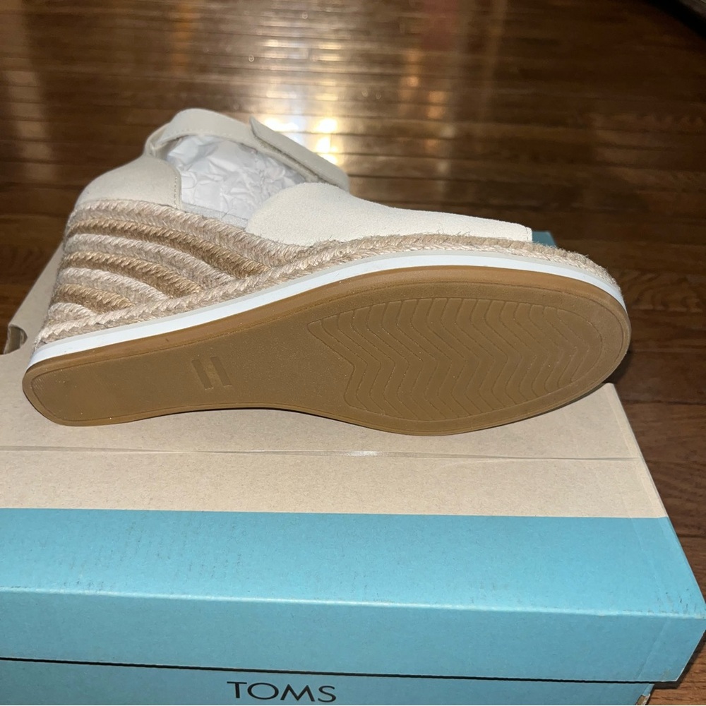 TOMS Marisol Espadrilles Wedge Sandals Natural Cream  & Tan Women’s Size 10 - Picture 7 of 10